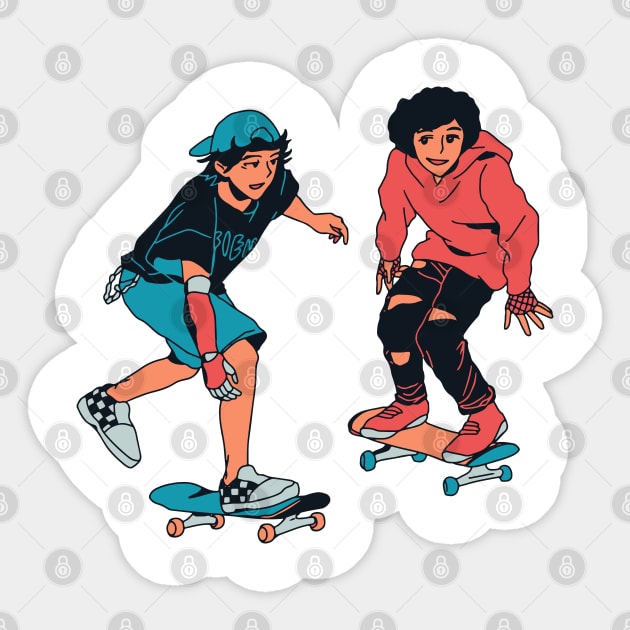 Two Guys on Skateboard Pop Urban Style Sticker by Retro Comic Books